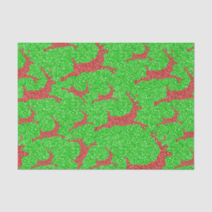 Papel De Seda Santa Reno Brillante Verde Rojo Feliz Navidad