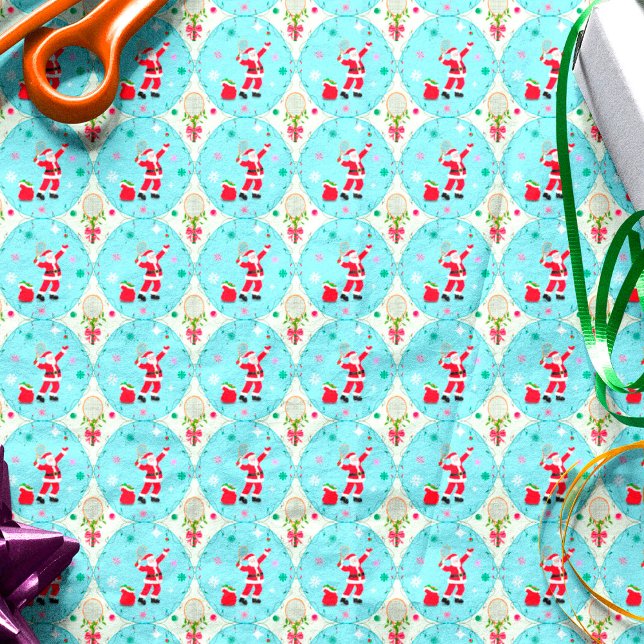 Papel De Seda Santa Retro Jugando Tenis Patrón Ogee (Subido por el creador)