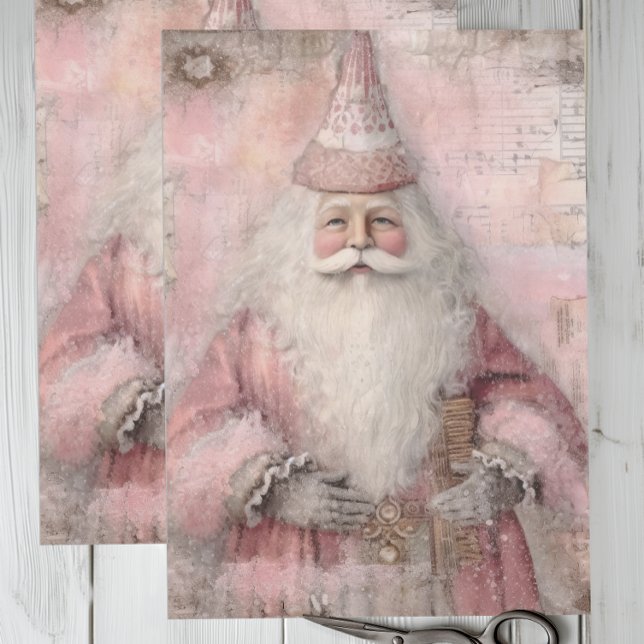 Papel De Seda Santa Rosa Vintage (Vintage Santa Claus Tissue Paper)