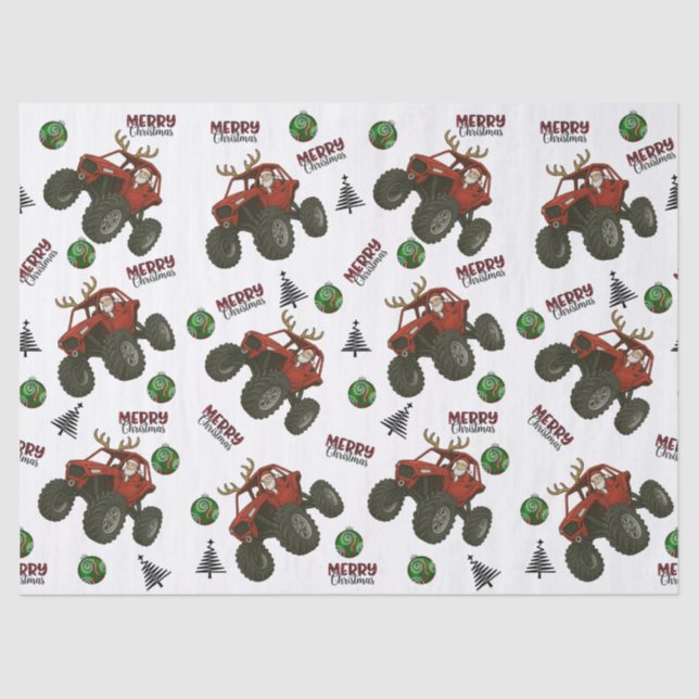 Papel De Seda Santa’s Off-Road Christmas – Red ATV Holiday  (Anverso)