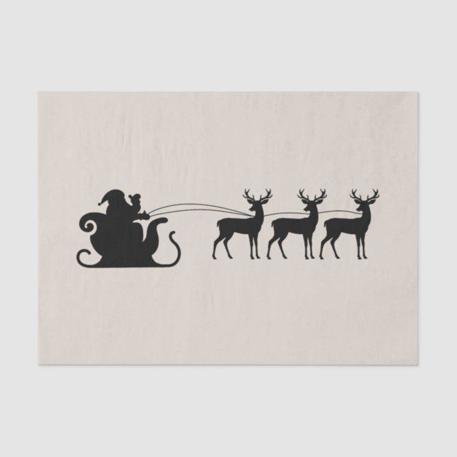 Papel De Seda Santa sleigh reindeer (Anverso)