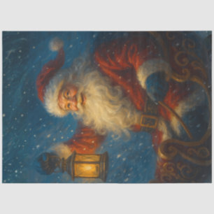 Papel De Seda Santa vintage iluminado por linterna en una noche 