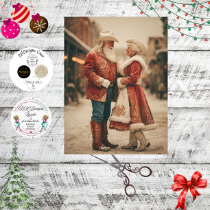 Papel De Seda Santa y Sra. Claus bailando en la calle en decoupa