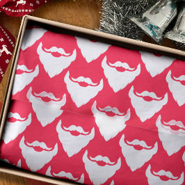 Papel De Seda Santa's beards patterned red white Christmas
