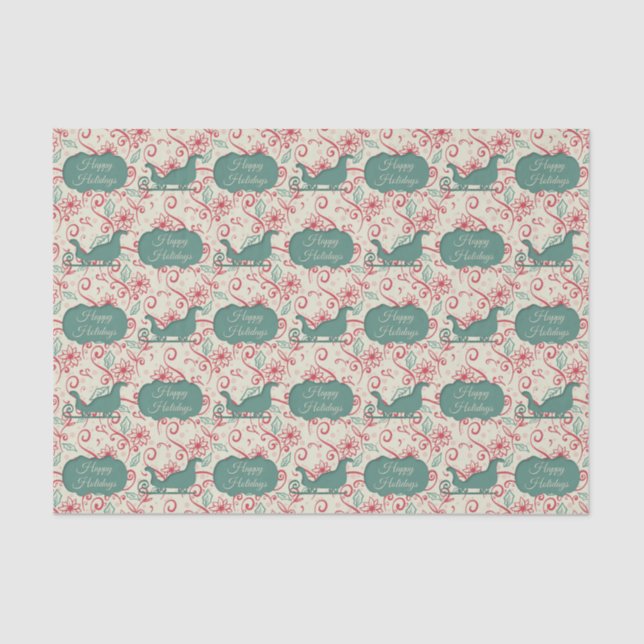 Papel De Seda Santas Sleigh Cutout Felices Fiestas Florecen (Anverso)