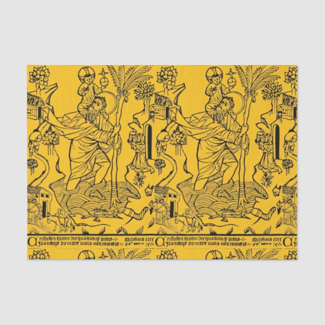 Papel De Seda Santo Cristóbal católico romano (Anverso)