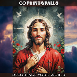 Papel De Seda Santo Jesucristo con flores