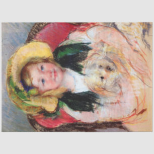 Papel De Seda Sara con su perro, Cassatt