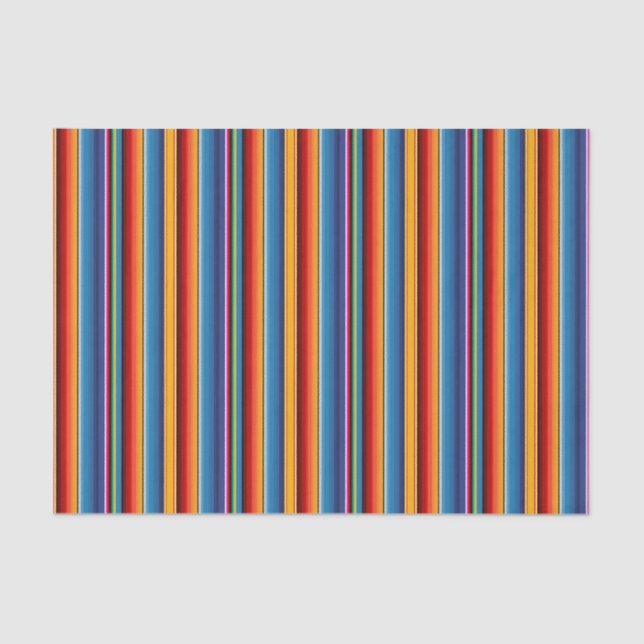 Papel De Seda Sarape rojo mexicano de oro azul (Anverso)