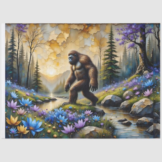 Papel De Seda  Sasquatch in Floral Mountain valley (Anverso)
