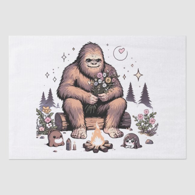 Papel De Seda Sasquatch sosteniendo flores (Anverso)