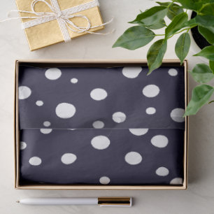 Papel De Seda Satin con patrón de puntos de nieve blanca