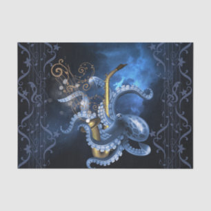 Papel De Seda Saxofón musical con pulpo