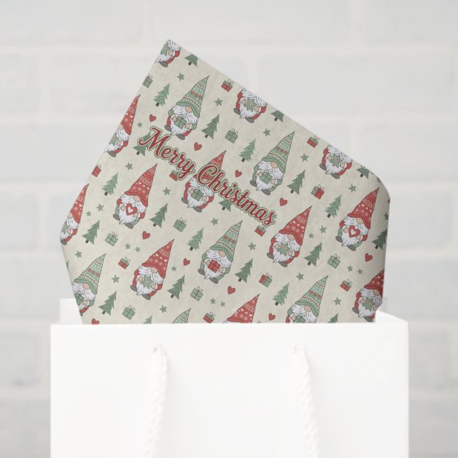 Papel De Seda Scandinavian Christmas Gnome Tissue Paper (Bolsa de regalo)