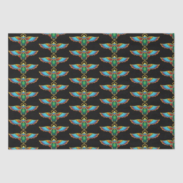 Papel De Seda Scarab egipcio colorido (Anverso)