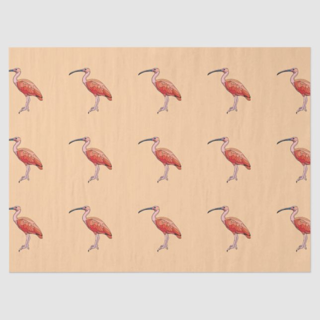Papel De Seda Scarlet Ibis Bird Feliz Cumpleaños (Anverso)