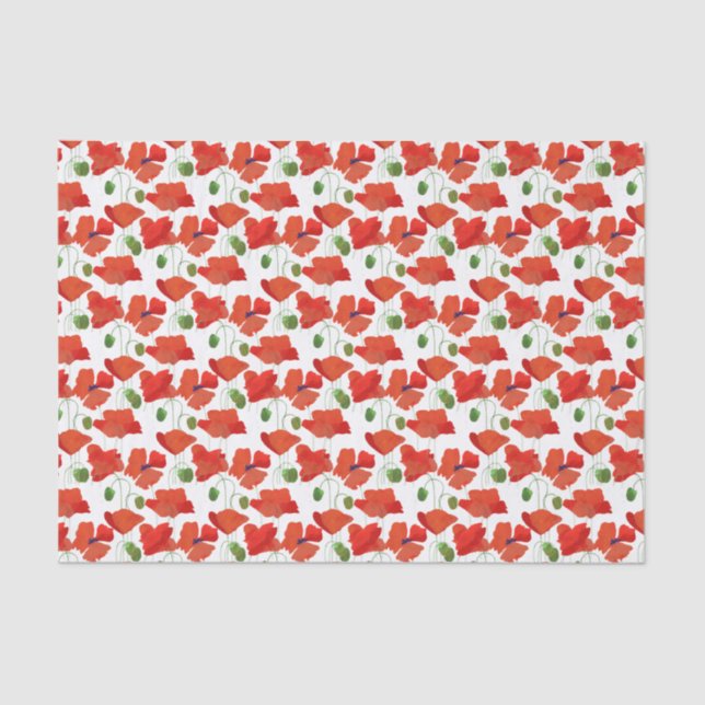 Papel De Seda Scarlet Poppies Patrón floral a Personalizar (Anverso)