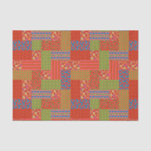 Papel De Seda Scarlet Poppies Patrones Nostalgic Faux Patchwork