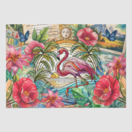 Papel De Seda Scenic Tropical Stained Glass Flamingo Decoupage
