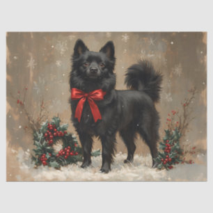 Papel De Seda Schipperke de Navidad con Decoupage de Lazo Rojo
