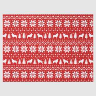 Papel De Seda Schipperke Silhouettes Navidad Patrón rojo