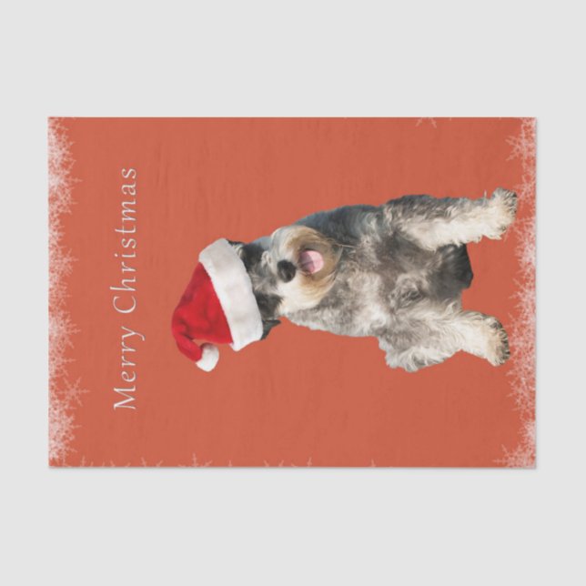 Papel De Seda Schnauzer con gorra de Navidades (Anverso)