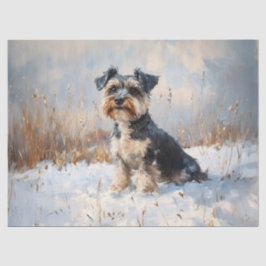 Papel De Seda Schnauzer en la nieve de invierno Decoupage
