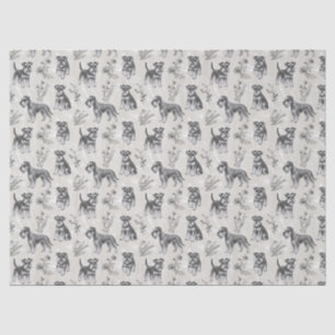 Papel De Seda Schnauzer miniatura Toile de Jouy sepia vintage