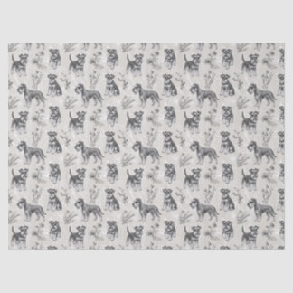 Papel De Seda Schnauzer miniatura Toile de Jouy sepia vintage