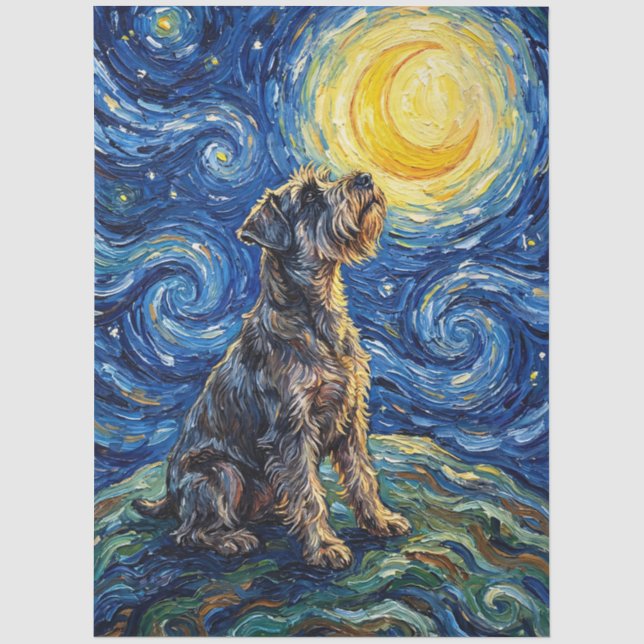 Papel De Seda Schnauzer Noche Estrellada Decoupage (Anverso)
