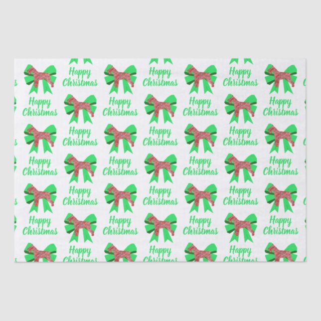 Papel De Seda Schnauzer Silhouette Navidades rojos Perro y Bow B (Anverso)