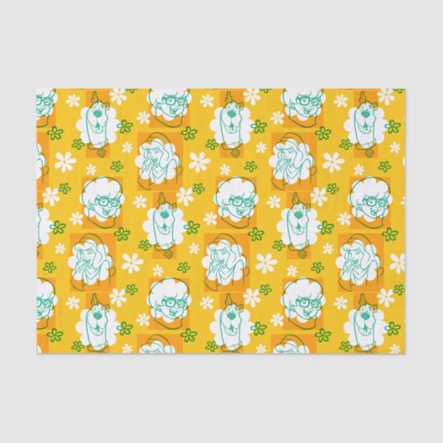 Papel De Seda Scooby-Doo | Patrón floral de caracteres (Anverso)