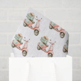 Papel De Seda Scooter Costero Rosa y Aqua Lindo