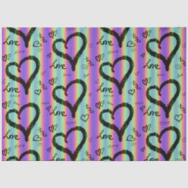 Papel De Seda Scribble Love Xoxo Heart Stripe Tejido Paper