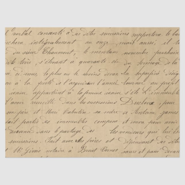 Papel De Seda Script negro en Tan Decoupage (Anverso)