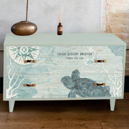 Papel De Seda Sea Turtle Beach Blue White Wood Decolour Name