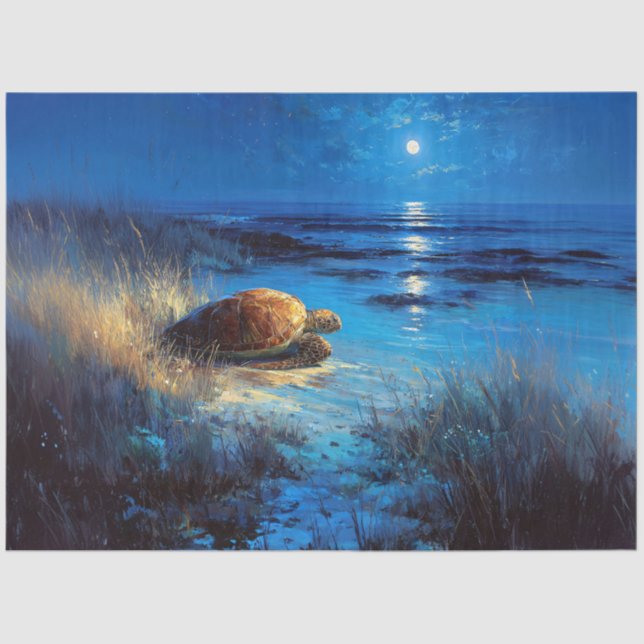 Papel De Seda Sea Turtle Moonlit Journey to the Sea (Anverso)
