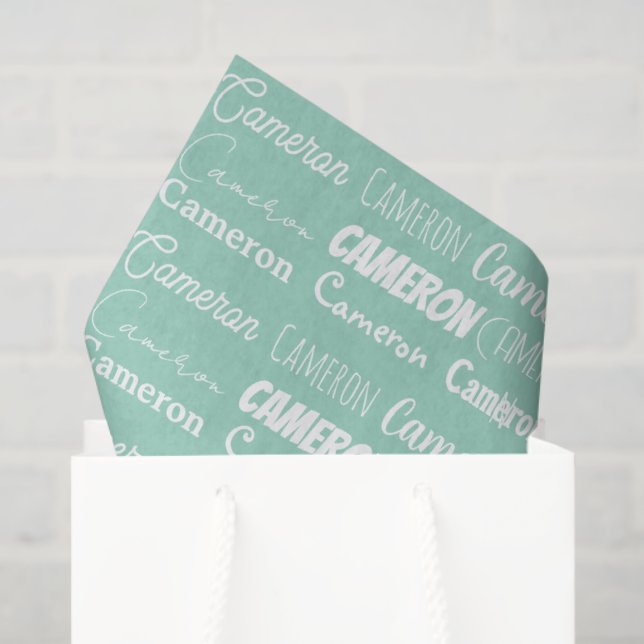 Papel De Seda Seafoam Mint Green Birthday Personalized Name (Bolsa de regalo)