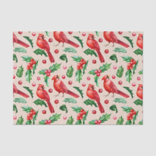 Papel De Seda Seamless pattern red cardinal birds 