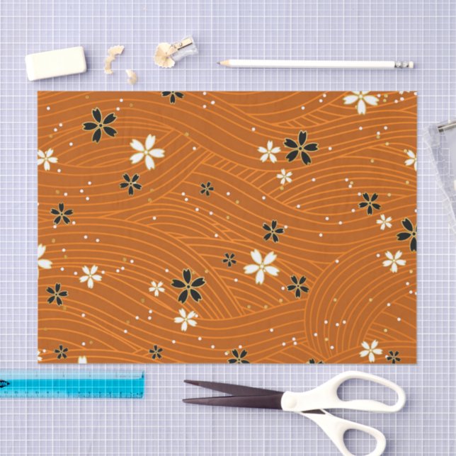 Papel De Seda Seamless pattern with black and white flowers (Artesanía)