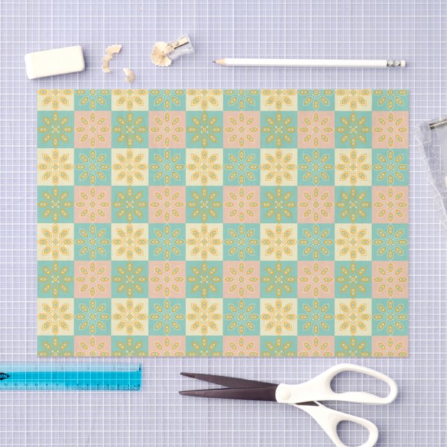 Papel De Seda Seamless pattern with geometric floral motifs (Artesanía)