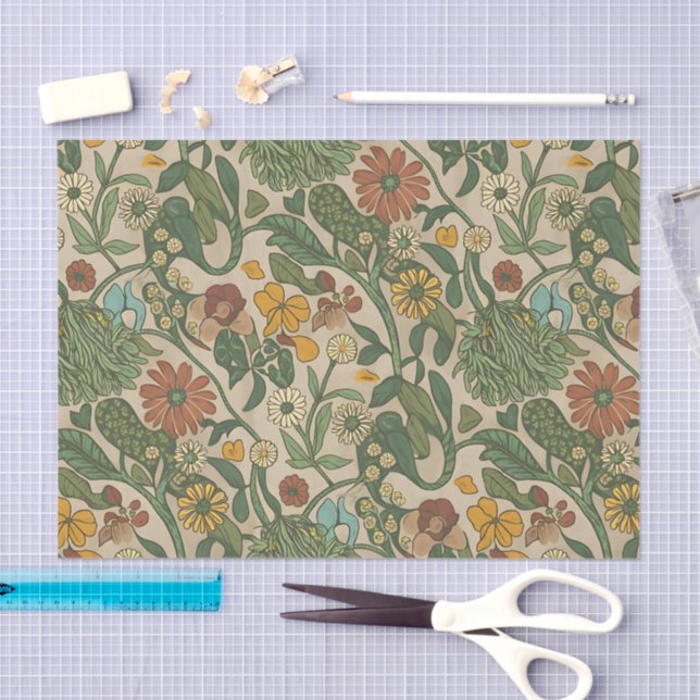 Papel De Seda Seamless vintage botanical pattern  (Artesanía)