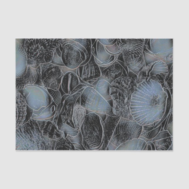 Papel De Seda Seasheles Ocean Beach Pastel Blue Black Decoupage (Anverso)