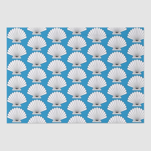 Papel De Seda Seashell Beach Ocean Blue (Anverso)