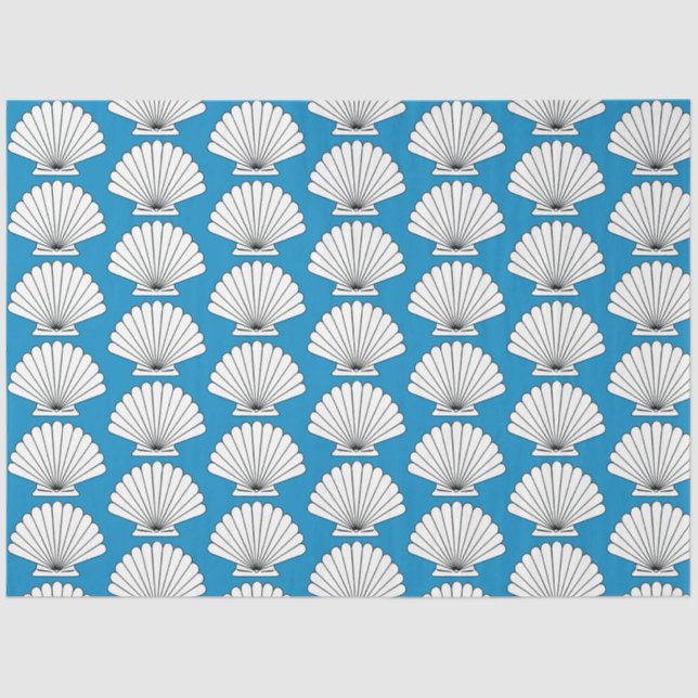 Papel De Seda Seashell Beach Ocean Blue Decon Tejido Paper (Anverso)