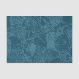 Papel De Seda Seashell Ocean Beach Dusty Blue Sketch Art