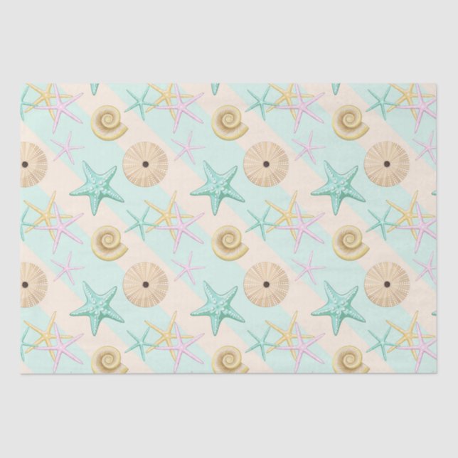 Papel De Seda Seashells Retro Pastel Sea Life (Anverso)