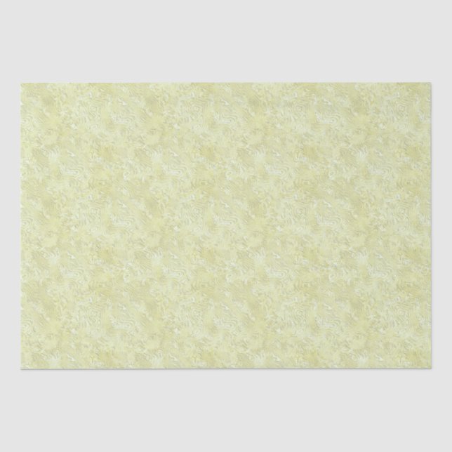 Papel De Seda Seda Moire Pequeño Patrón en Amarillo Limón (Anverso)