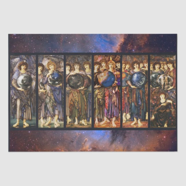 Papel De Seda SEIS DÍAS DE ÁNGELES DE CREACIÓN de Edward Burne J (Anverso)