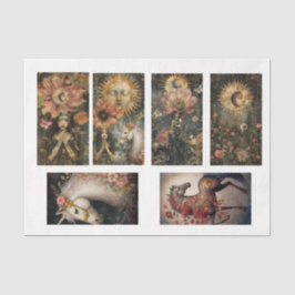 Papel De Seda Seis imágenes oscuras de fantasía rústica decoupag